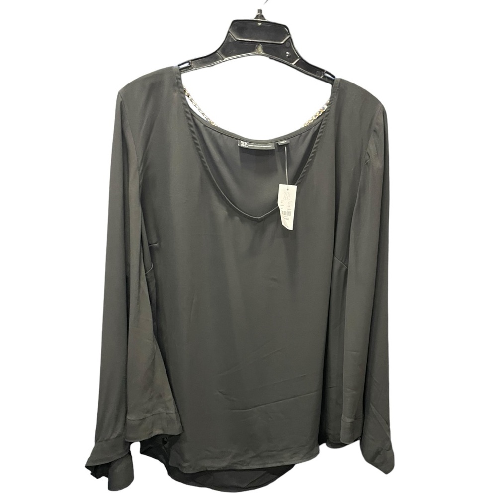 New York & Company Black Sheer Scope Neck 3/4 length‎ sleeves